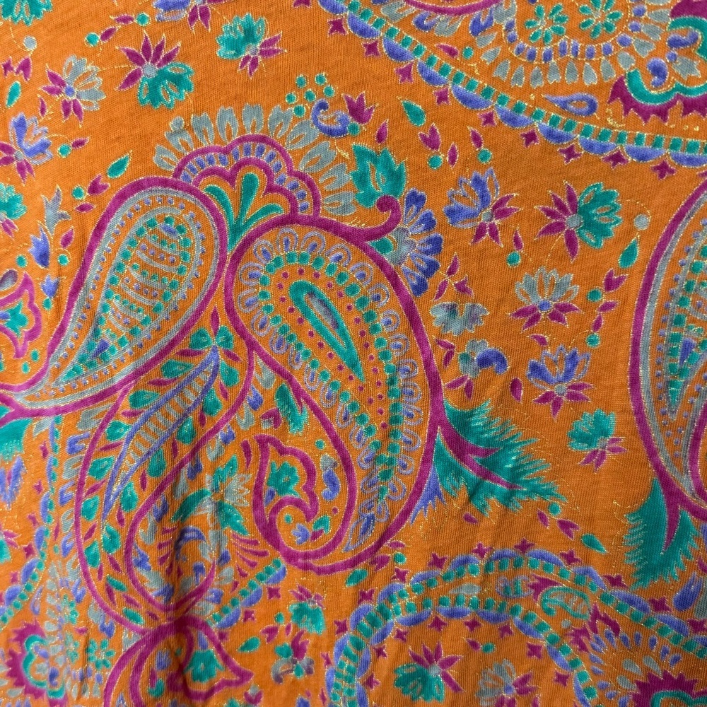 Lauren Ralph Lauren Orange Paisley Tunic with folded cuff- 2X - Picture 2 of 4